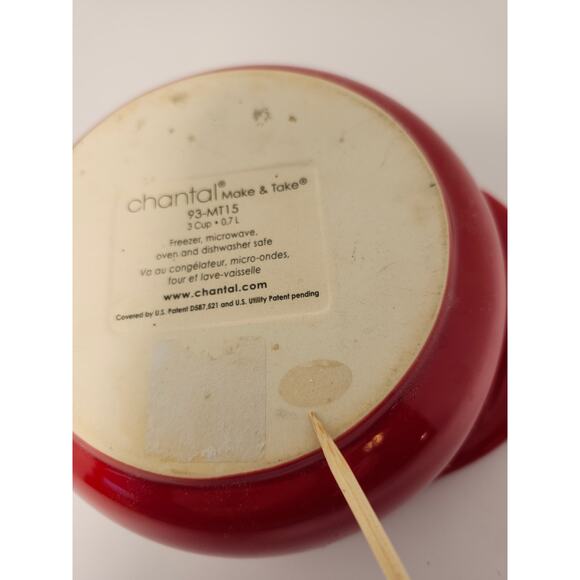 Chantal Stoneware Make It & Take It 3 Cup Casserole Red 93-MT15 NO LID - Picture 4 of 9
